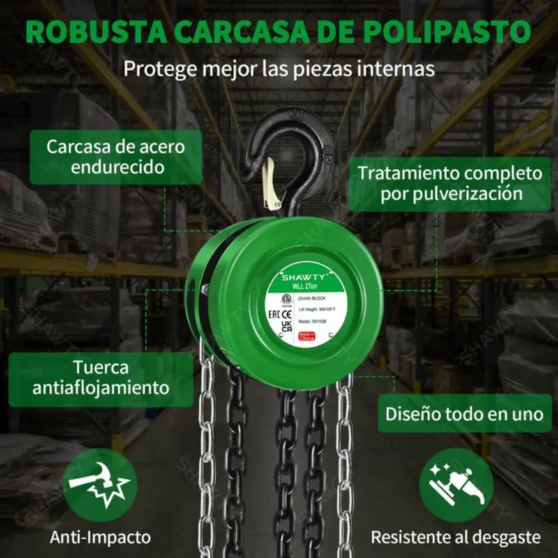 Polipastos Manuales Con Cadena 3m Capacidad De 2 Ton