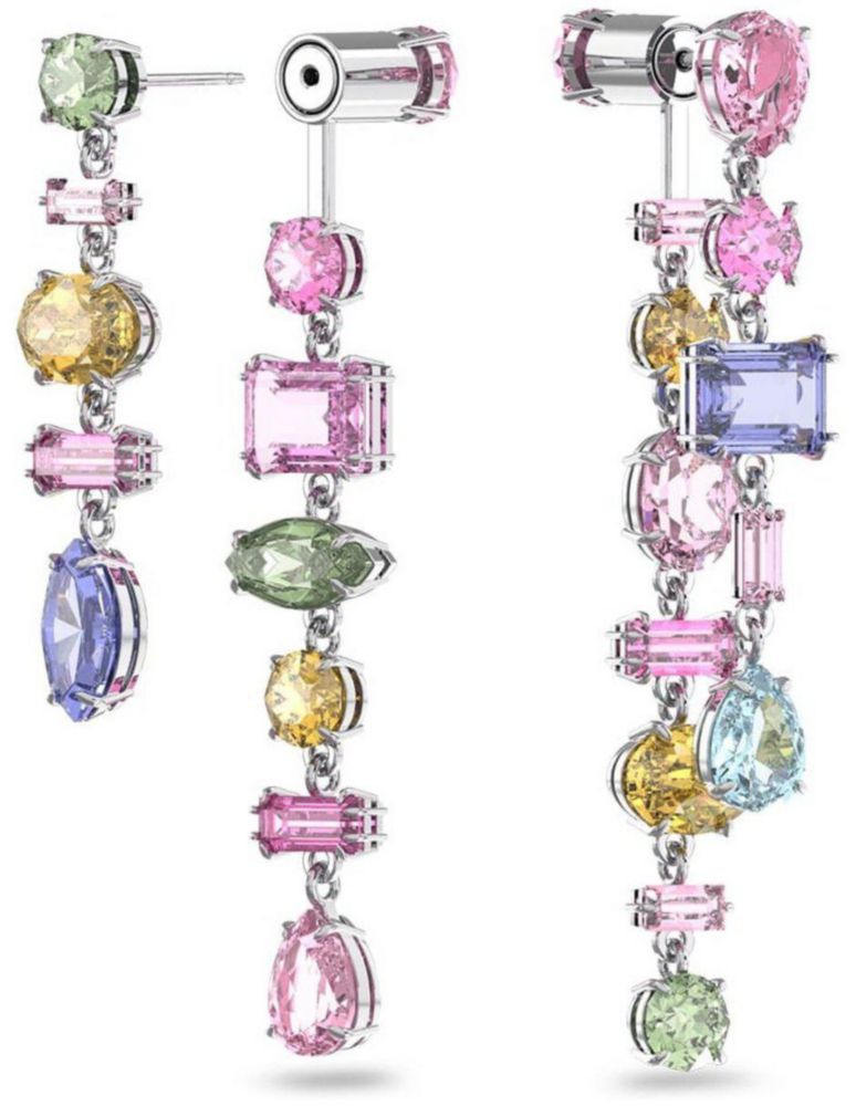 Aretes Pendientes Swarovski 5613740 De Gota Gema Largos Multicolor Baño
