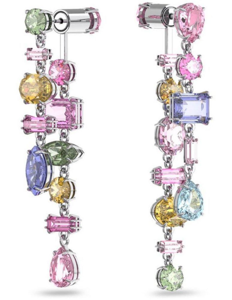 Aretes Swarovski 5613740 De Gota Gema Largos Multicolor Baño