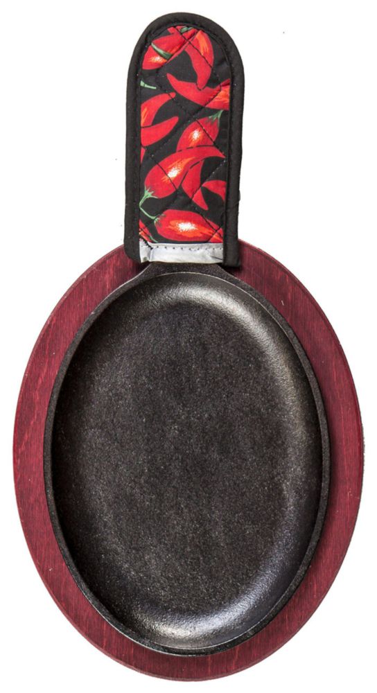 Set Fajita Lodge LFSR3 de hierro fundido presazonado 10 x 7 pulgadas