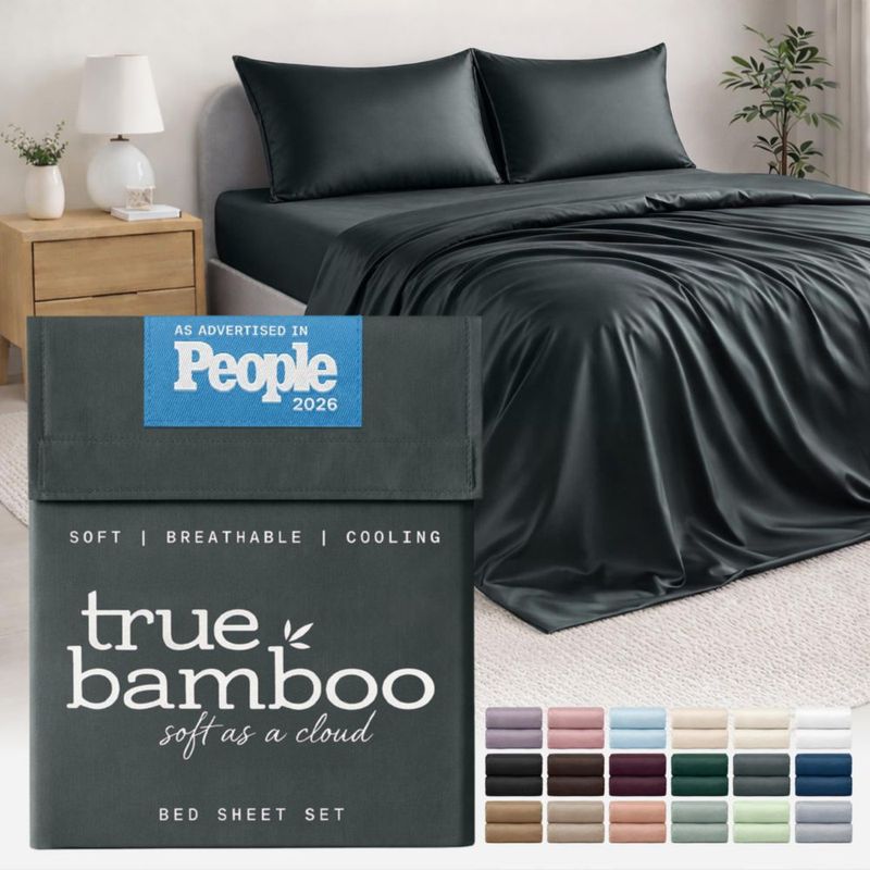 Juego de sábanas TRUE BAMBOO Full (tamaño completo) gris oscuro sedoso y suave