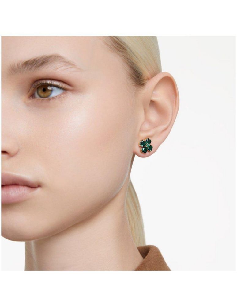 Aretes Pendientes Swarovski 5666236 De Botón Idyllia Trébol Verdes