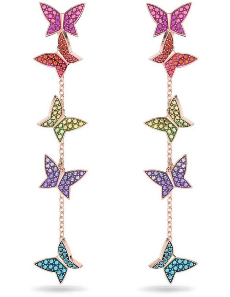 Pendientes Swarovski 5636425 Lilia Mariposa Largos Baño Tono Oro