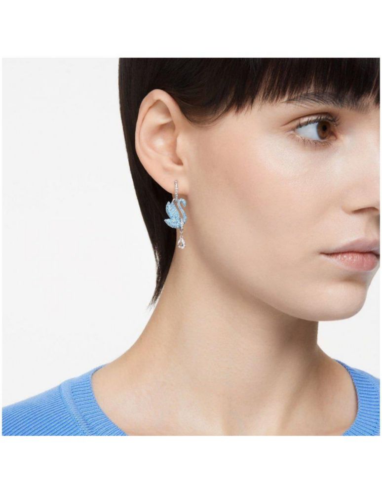 Pendientes Swarovski 5660593 Iconic Swan Cisne Azules Baño