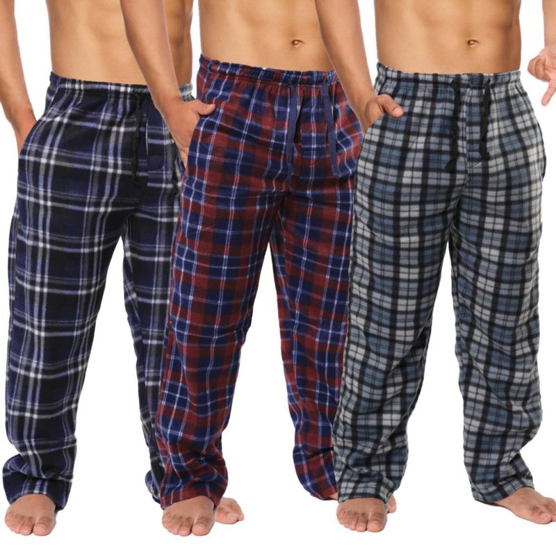 Pantalones de pijama de polar a cuadros Active Club - Pack de 3 - Talla grande