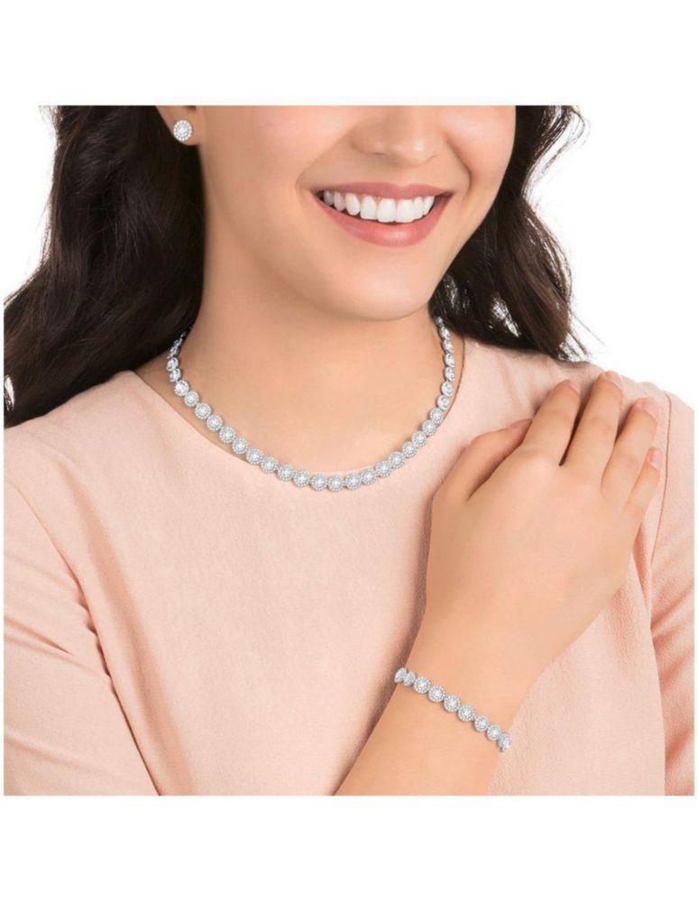 Conjunto Colgante Collar de Swarovski 5367853 Angelic Blanco Baño Rodio