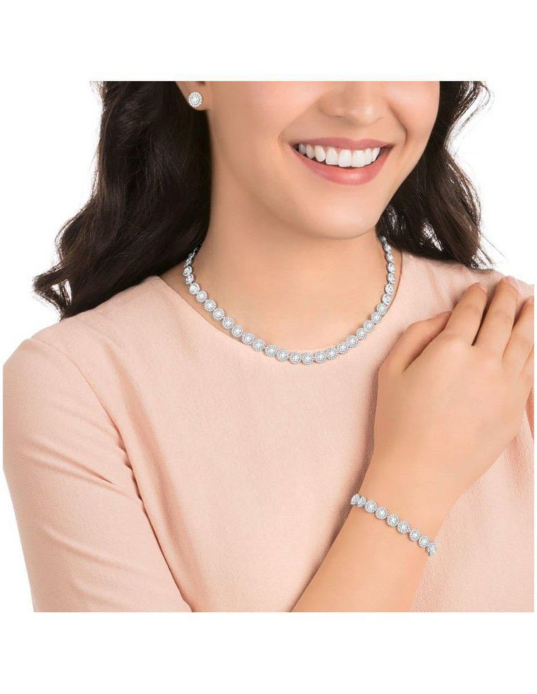 Conjunto Colgante Collar de Swarovski 5367853 Angelic Blanco Baño Rodio
