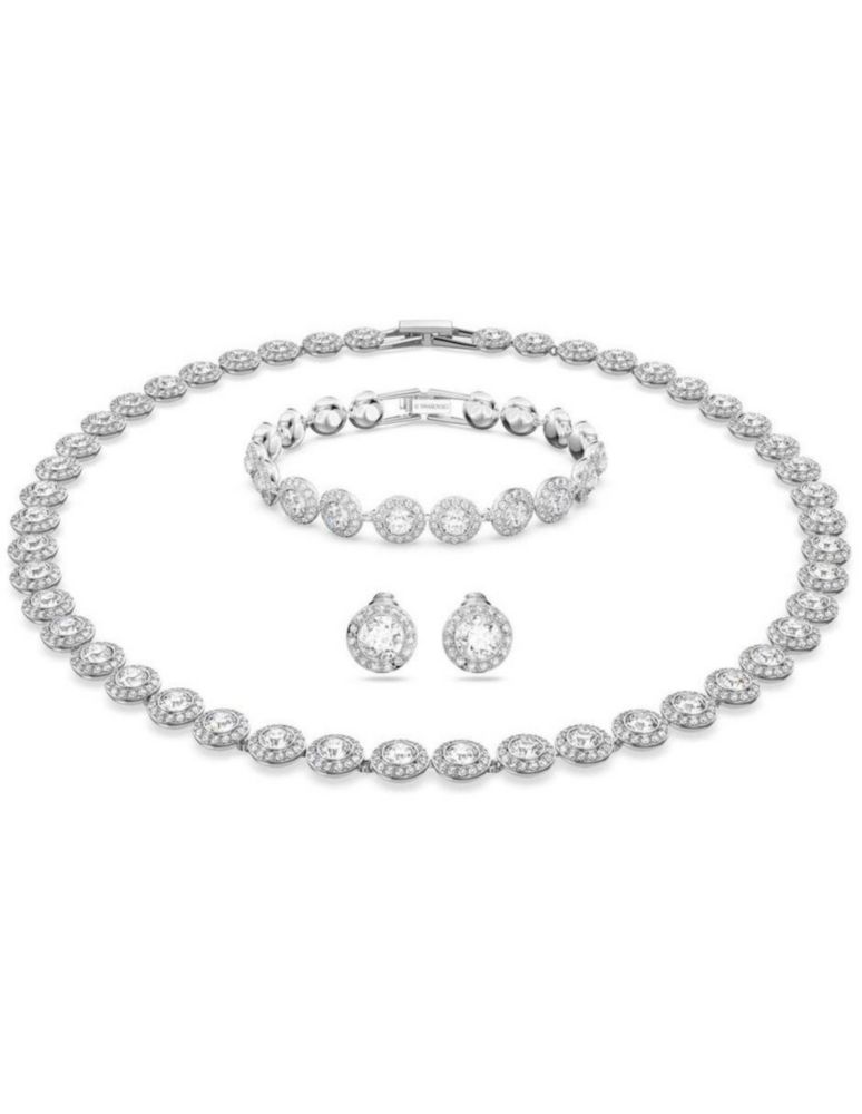 Conjunto Collar Colgante de Swarovski 5367853 Angelic Blanco Baño Rodio