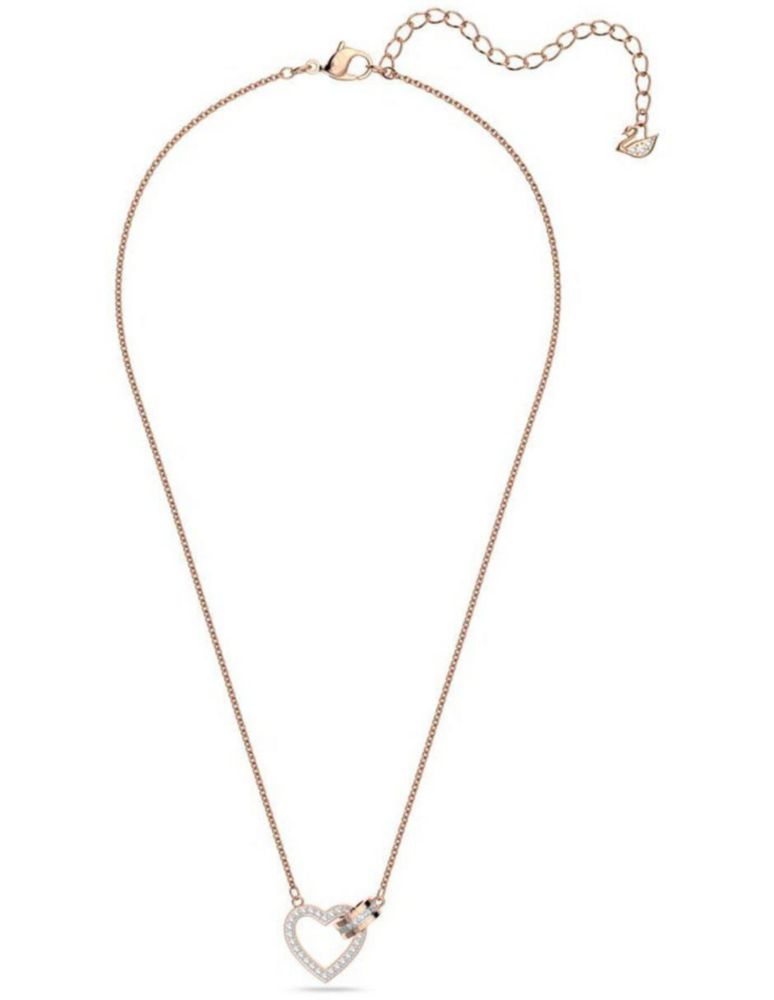 Collar Colgante de Swarovski 5636445 Lovely Corazón Blanco Baño Oro Rosa