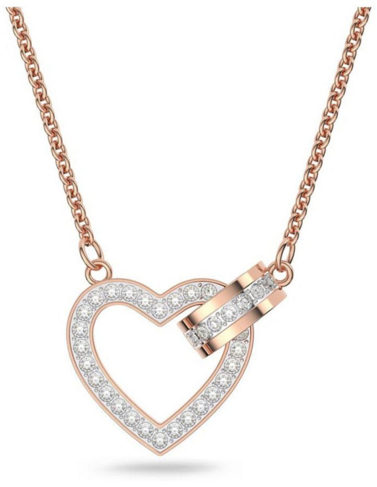 Collar Colgante de Swarovski 5636445 Lovely Corazón Blanco Baño Oro Rosa