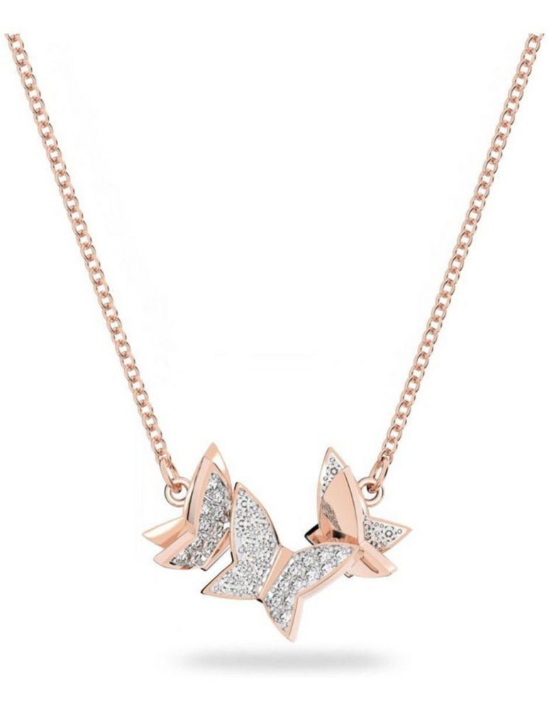 Collar Colgante Swarovski 5636422 Lilia Mariposa Blanco Baño Oro Rosa