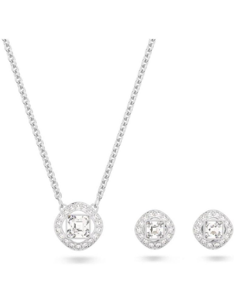 Conjunto Collar Swarovski 5646907 Angelic Square Blanco Baño