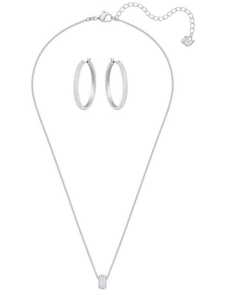 Conjunto Collar Swarovski 5408456 Stone Blanco Baño De Rodio Joya
