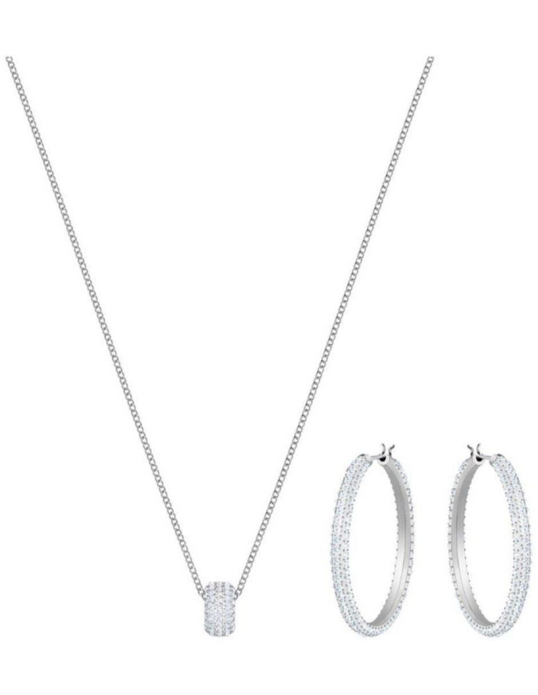 Conjunto Collar Swarovski 5408456 Stone Blanco Baño De Rodio Joya