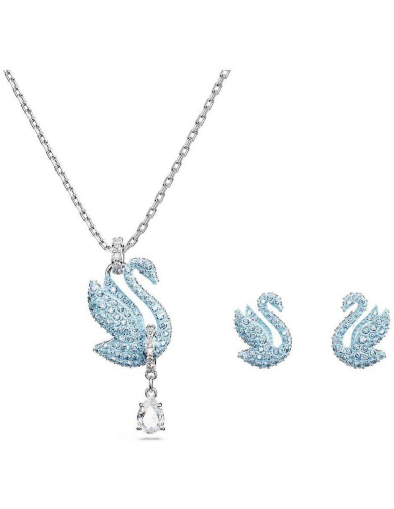 Conjunto Swarovski 5660597 Iconic Swan Cisne Azul Baño
