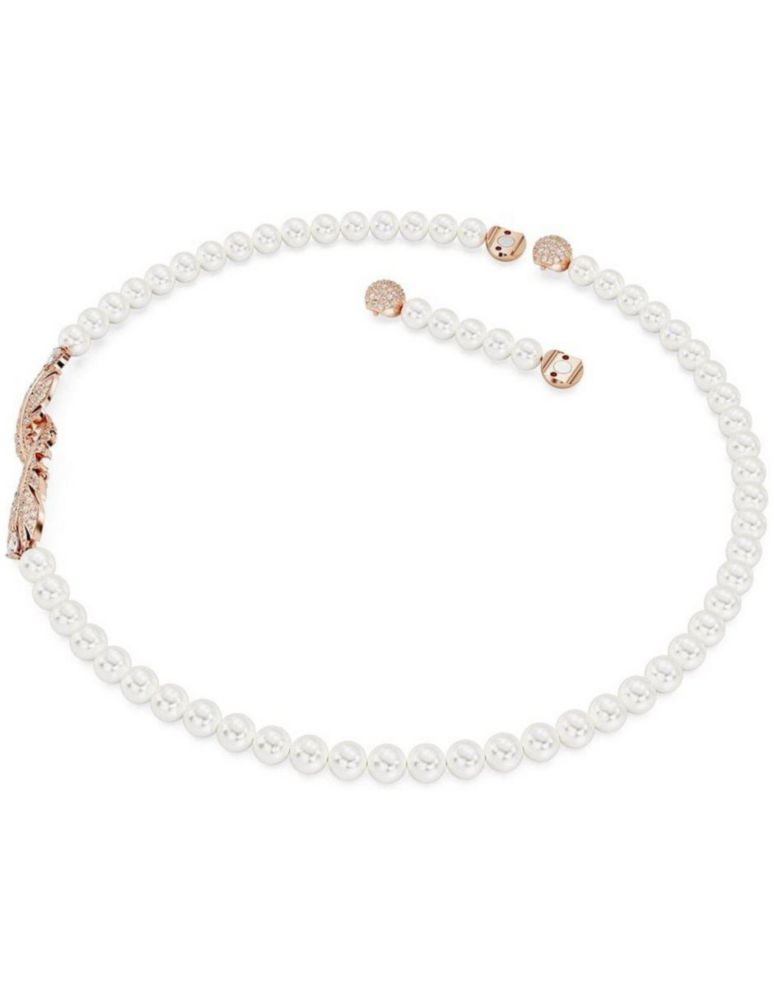 Collar Colgante de Swarovski 5669221 Nice Pluma Blanco Baño Tono Oro