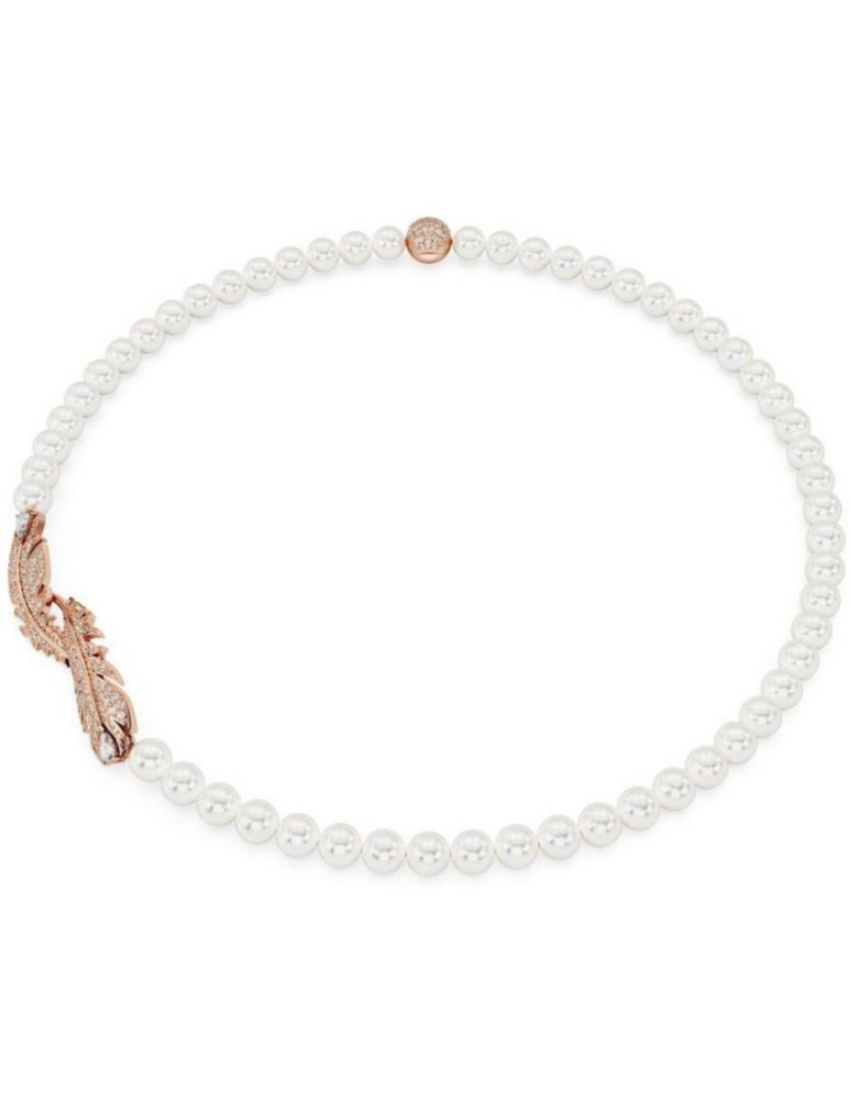 Collar Colgante de Swarovski 5669221 Nice Pluma Blanco Baño Tono Oro