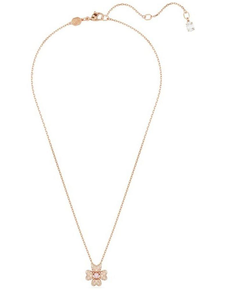 Colgante Collar de Swarovski 5674211 Idyllia Trébol Blanco Baño Rosado