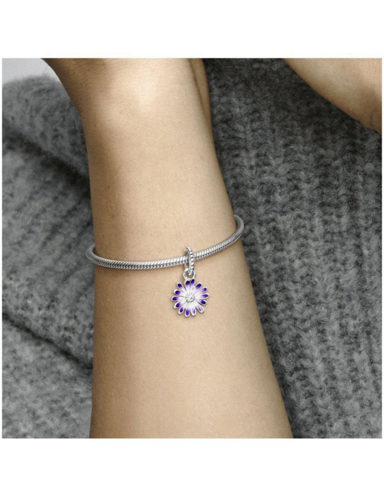 Charm Sujetador Dije Pandora 798771c01 Colgante Margarita Morada Joya