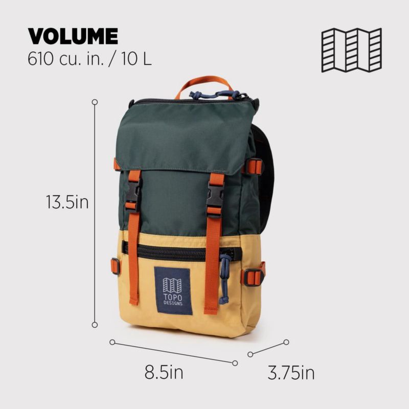 Mochila Topo Designs Rover Mini 10 L Bosque/Dorado