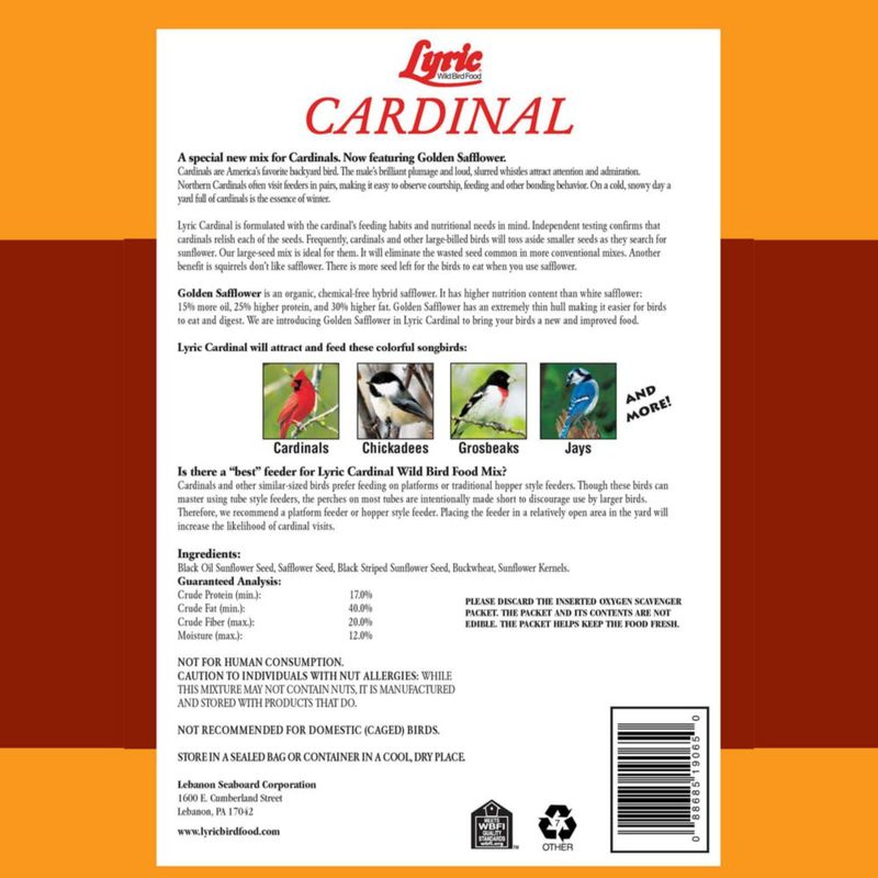 Semillas para Pájaros Lyric Cardenal Girasol y Cártamo 8.2 kg