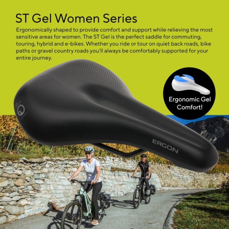 Silla de bicicleta Ergon ST Gel negra talla S/M para mujer