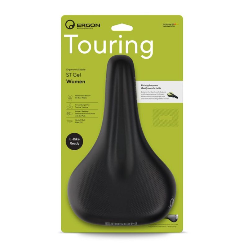 Silla de bicicleta Ergon ST Gel negra talla S/M para mujer