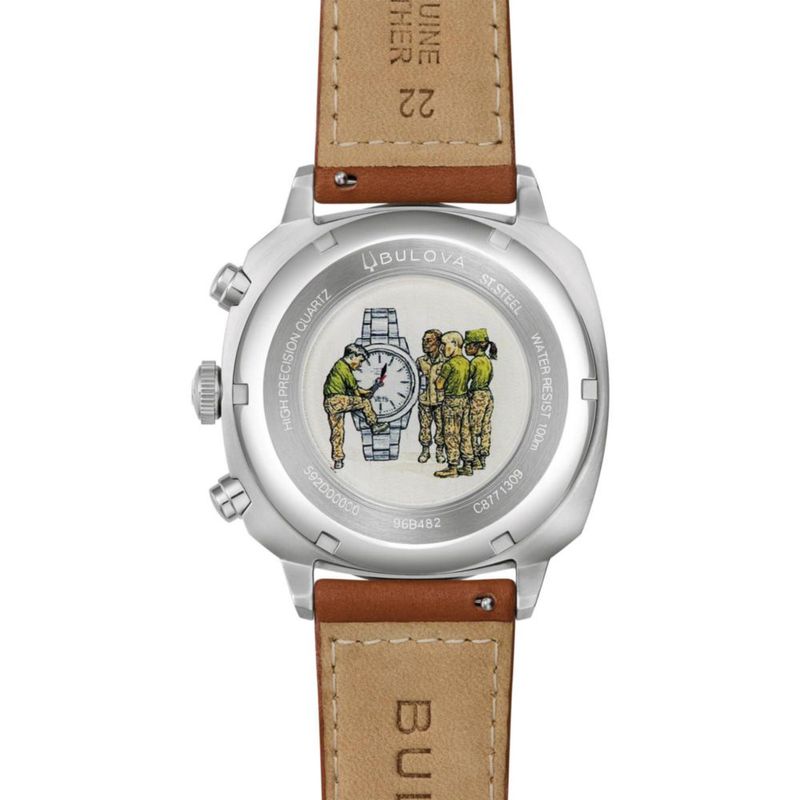 Reloj Bulova 96B482 Cronógrafo Militar 43mm Cuero