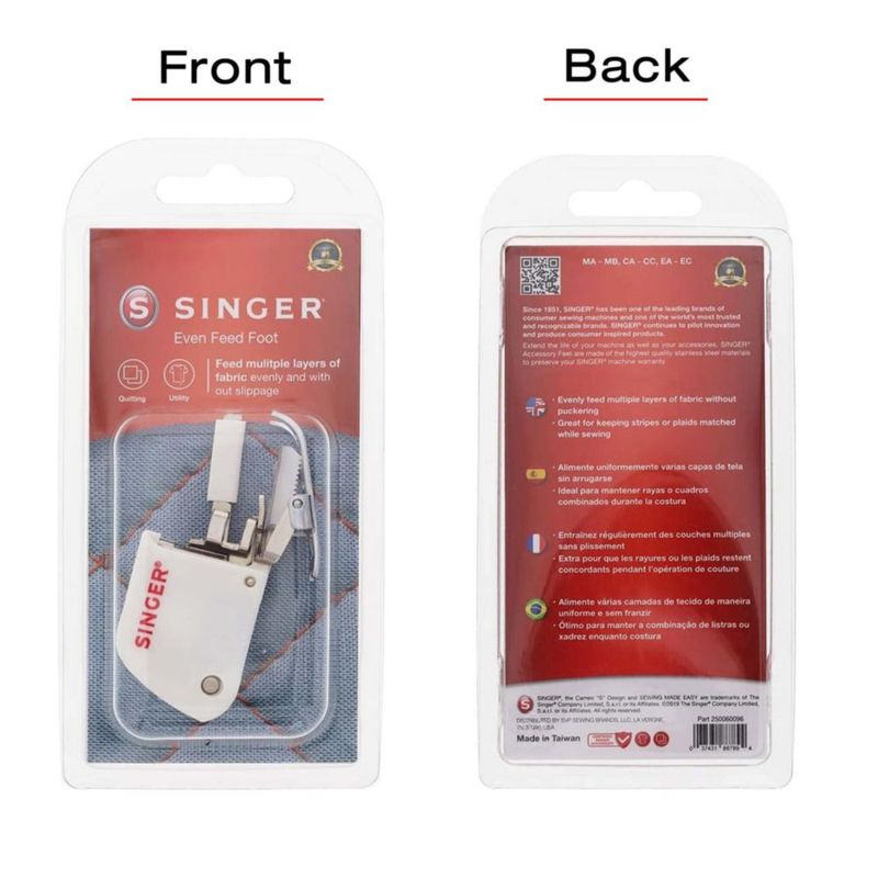 Prensatelas para caminar SINGER alimentación uniforme para acolchado y costura