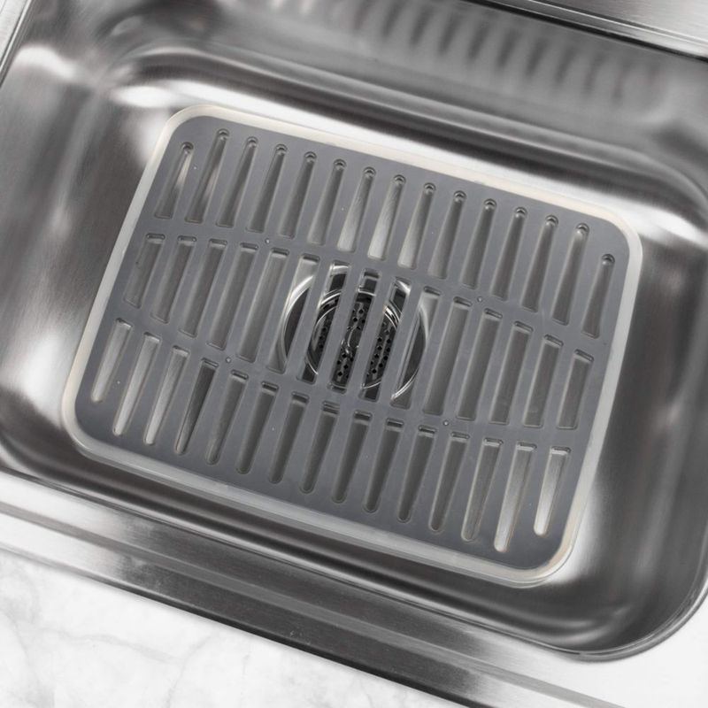 Alfombrilla para fregadero de cocina Spectrum tamaño grande gris 31 x 41 cm con agarre