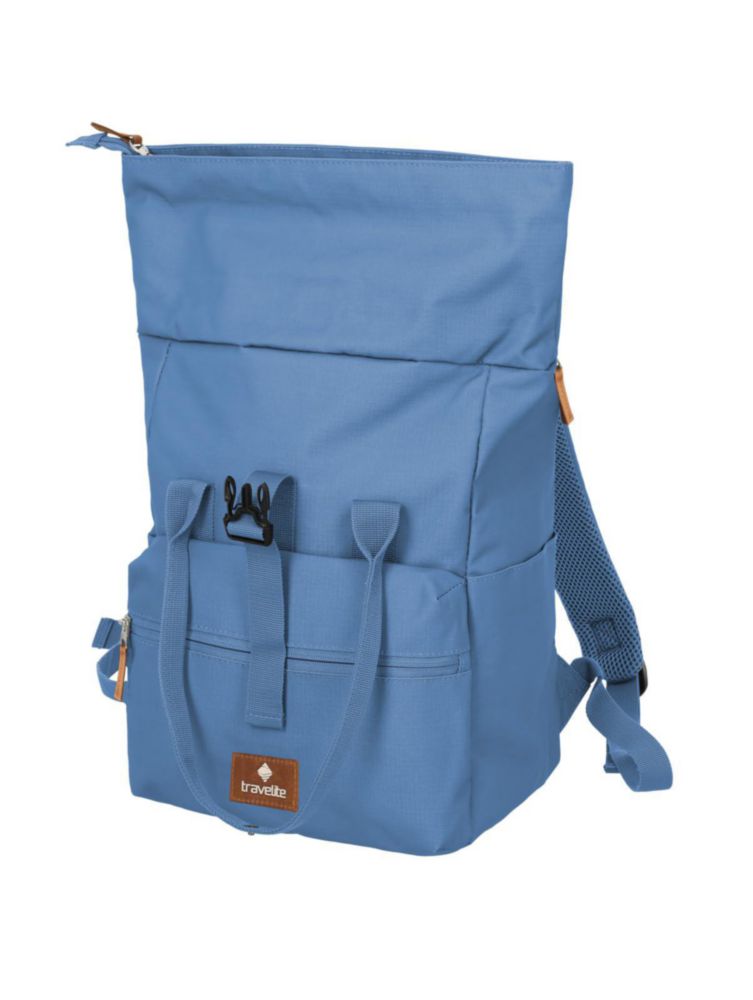 Mochila travelite 37‑46 cm 14 L Denim con cierre enrollable para portátil de 14 pulgadas