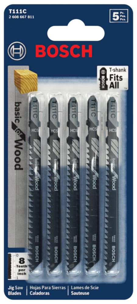 Saw Blade BOSCH T111C sierra caladora de 4 pulgadas y 8 dientes paquete de 5