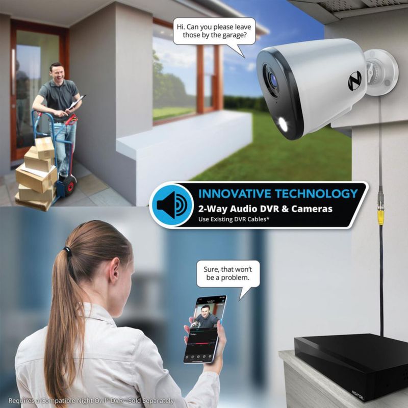Cámara de seguridad Night Owl Add On con cable audio bidireccional 4K HD paquete de 2 unidades