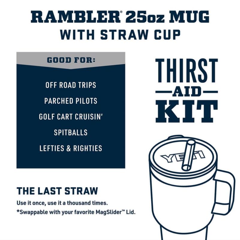 Vaso YETI Rambler de 750 ml con asa y tapa con pajita Seafoam