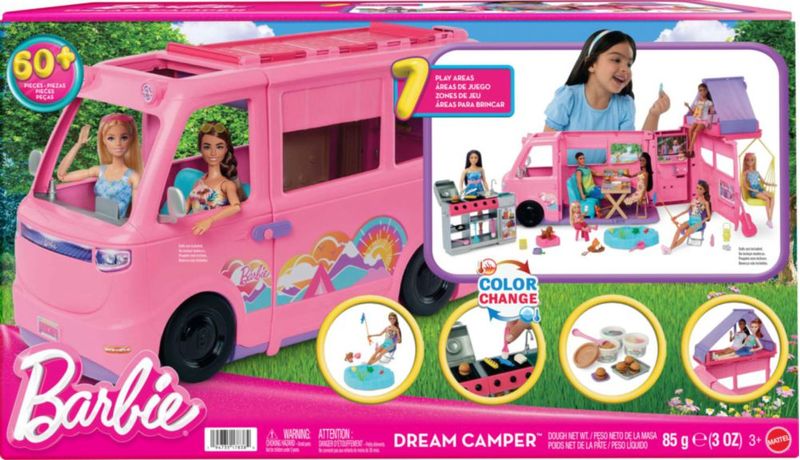 Playset Barbie Dream Camper con columpio para tienda de campaña en el techo y más de 60 pulgadas