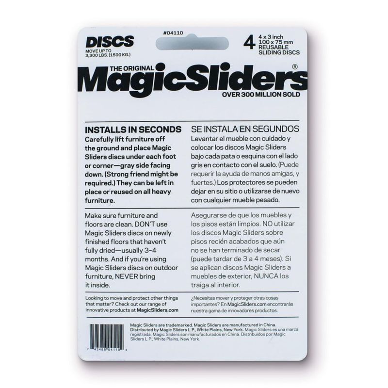 Furniture Sliders Magic Sliders de 4 x 3 pulgadas color gris pesado paquete de 4