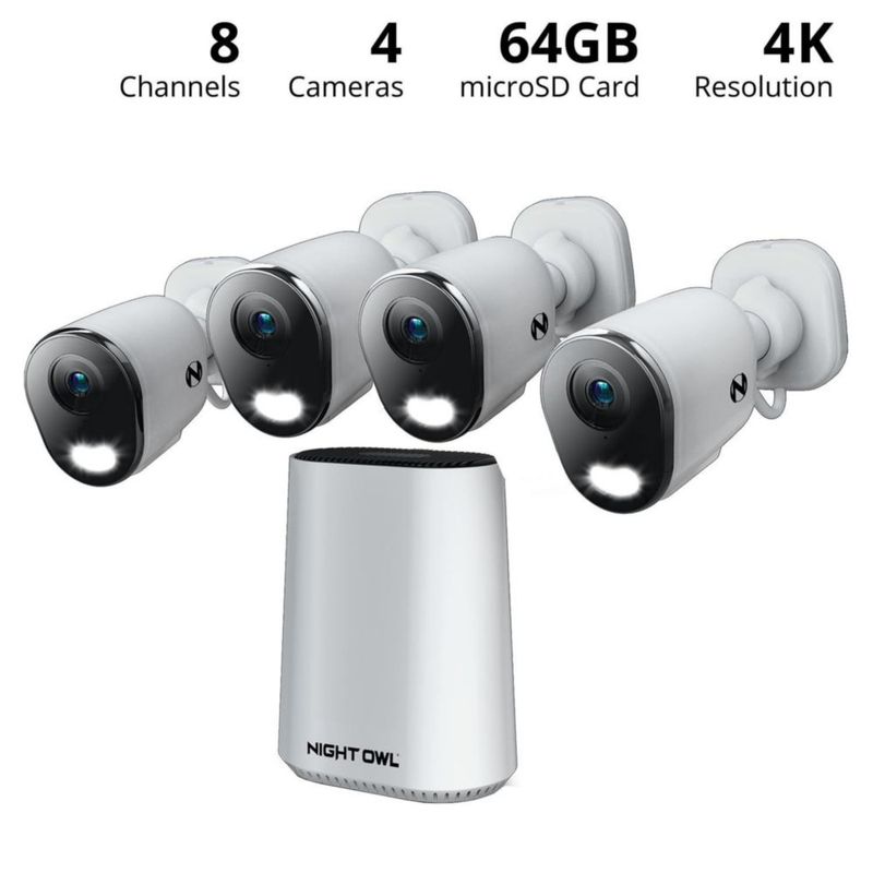 Home Security Night Owl Wi-Fi Hub con 4 cámaras 4K HD de 64 GB