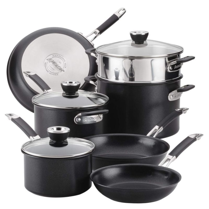 Juego de utensilios de cocina Anolon SmartStack anodizado duro 10 piezas negro