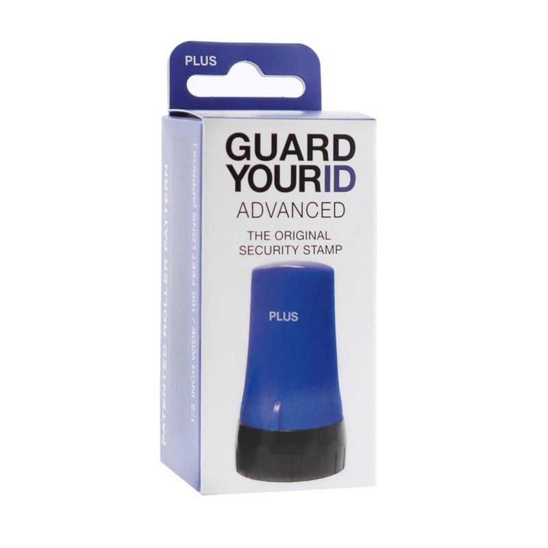 Sello de goma PLUS Protección contra Robo de Identidad – Rodillo azul
