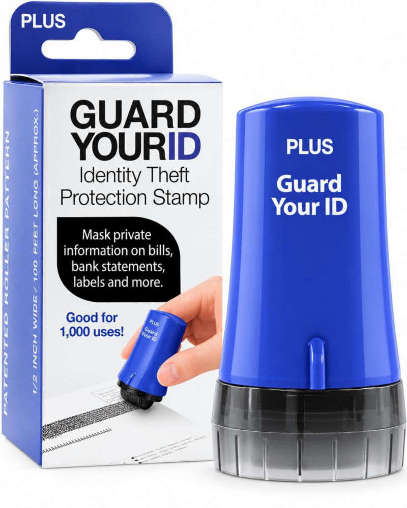 Sello de goma PLUS Protección contra Robo de Identidad – Rodillo azul