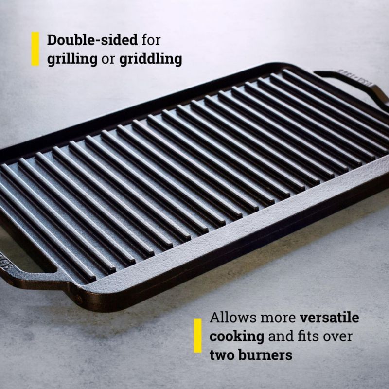 Grill Griddle Lodge 195 x 10 pulgadas hierro fundido reversible fabricado en EE. UU.