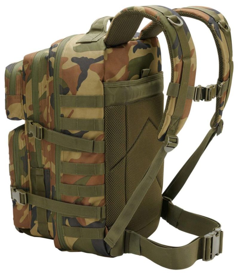 Mochila táctica Brandit Assault Woodland 600D Poliéster
