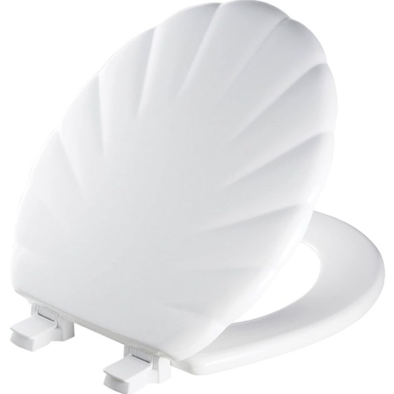 Asiento de inodoro Mayfair con carcasa esculpida madera duradera redonda blanca