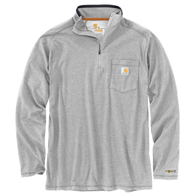 Camiseta Carhartt Force L Gris Jaspeado con Cierre Simulado