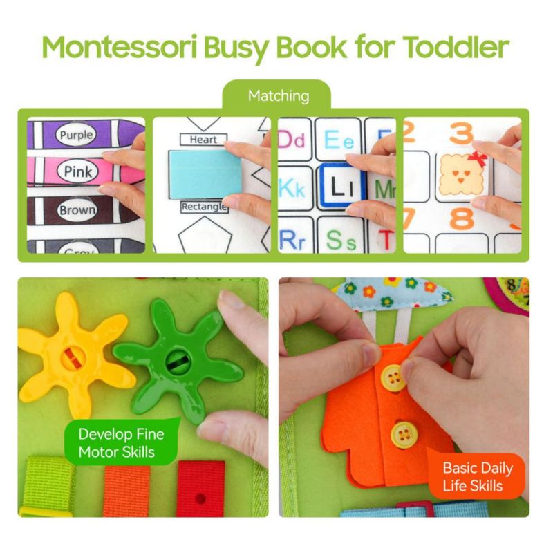Libro Interactivo Montessori HumorPlay de 8 Páginas para Niños de 3 Años en Adelante