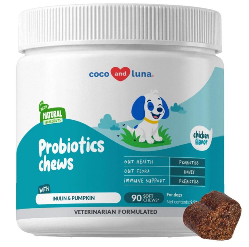Probióticos para Perro Coco and Luna – 90 Gominolas Sabor Pollo
