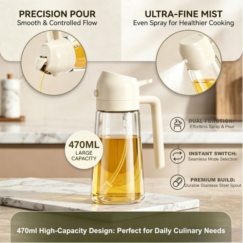 Botella Pure Future 470 ml Pulverizador y Dispensador de Aceite de Oliva