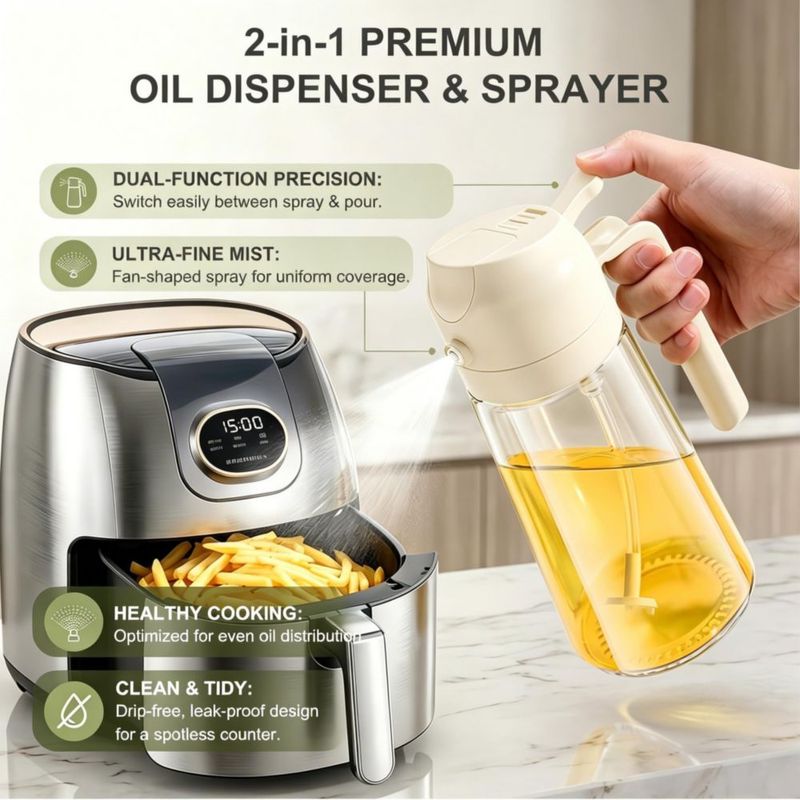 Botella Pure Future 470 ml Pulverizador y Dispensador de Aceite de Oliva