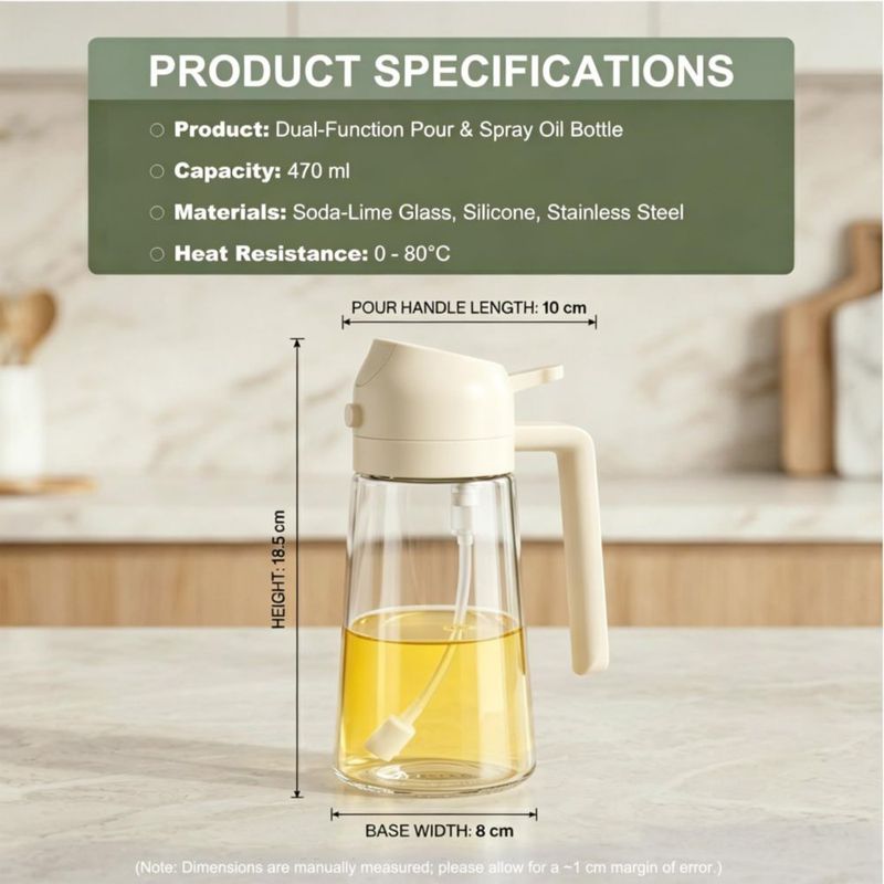 Botella Pure Future 470 ml Pulverizador y Dispensador de Aceite de Oliva