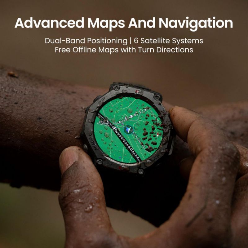 Reloj inteligente Amazfit T-Rex 3 robusto y militar 48 mm GPS negro